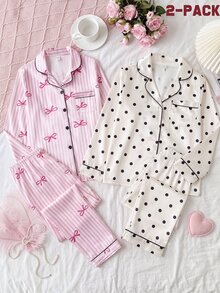 Kids Tween Girl 2pcs/Girls Elegant Polka Dot Print Cool Home Wear 2 Pieces Set, Suitable For Outdoor Wear - Apricot - View 18