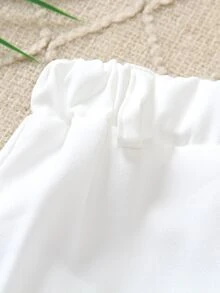 SHEIN Young Boy Solid Color Casual Pants Suitable For School Kindergarten Beach Parties For Autumn/Winter Wedding White - White - View 7
