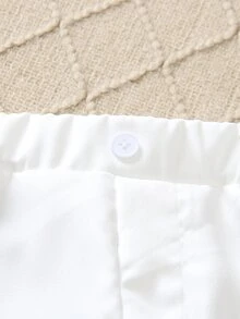 SHEIN Young Boy Solid Color Casual Pants Suitable For School Kindergarten Beach Parties For Autumn/Winter Wedding White - White - View 6