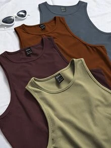 SHEIN Unity Women's Solid Color Round Neck Tight Fitting Tank Top, Minimalist Versatile For Summer Tops Summer - Multicolor - View 6