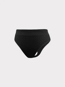 1pc Plus Size Women Seamless Solid Color Invisible Thong Panty - Black - View 6