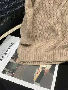 Pariaura New Arrival Short Sleeve Knitted Sweater With Round Neck, Elegant Pullover - Apricot - View 5