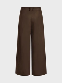 CalleClaro Men's Solid Color Pleated Design Loose Curved Leg Pants - Coffee Brown - View 2