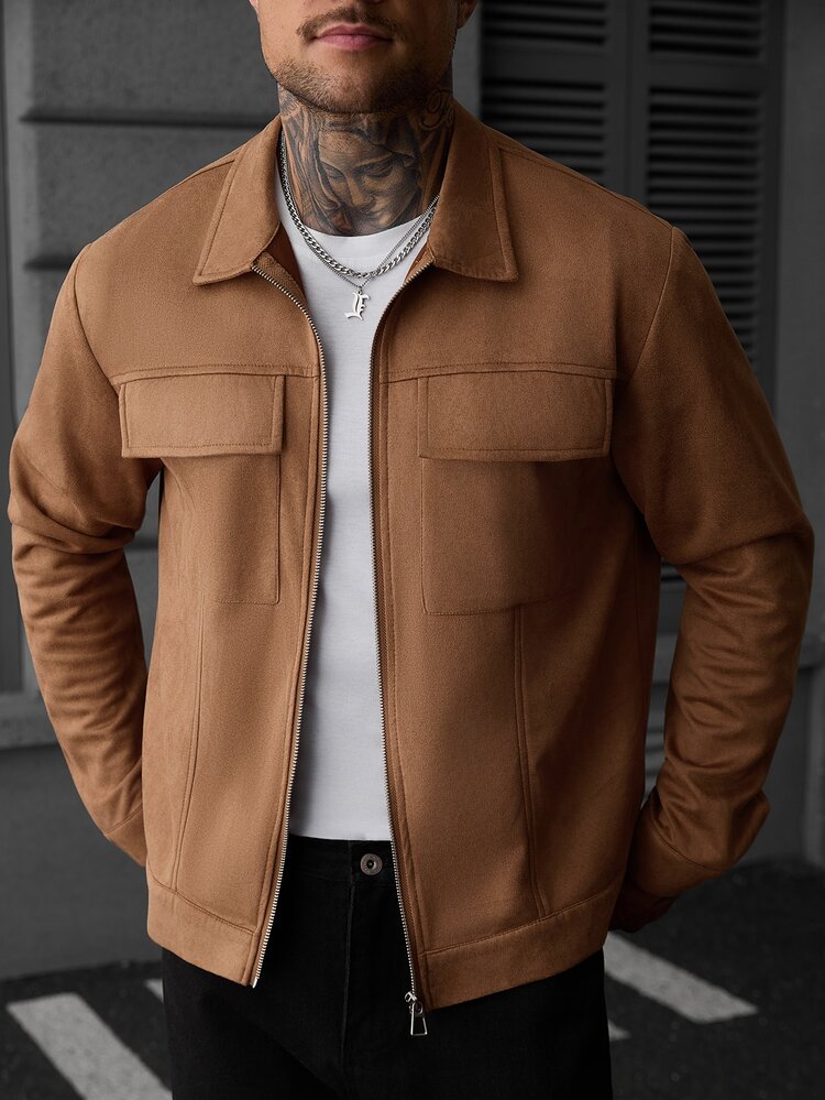 SLATEMANN Men's Brown Long-Sleeved Zip-Up Jacket For Autumn And Winter. Suitable For Wearing During Christmas, Halloween, New Year And Other Festivals - Brown - View 4