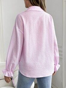 SHEIN Maternity Flare Sleeve Long Loose Nursing Top, Pink Fall - Baby Pink - View 2