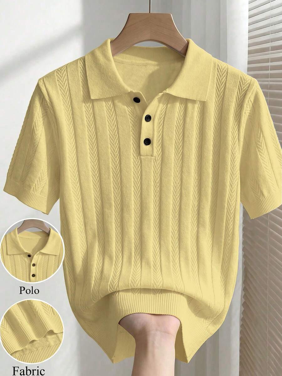 Manfinity Homme European & American New Blogger Style Fashionable Design Mature Casual Men's Pullover Knit Sweater, White Knit Top - Light Yellow - View 1
