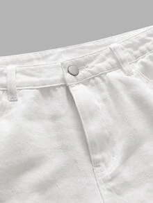 FeverCity Men's Washed Distressed Rhinestone Button Denim Jeans - White - View 5