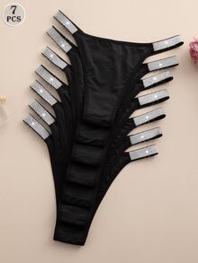 Snug Zone 7件套舒适性感女士内衣，含装饰内裤 - 黑色 - 查看 4