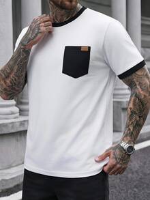 Manfinity CasualCool Men's Casual Mature Round Neck Daily Comfortable Regular Fit T-Shirt - White - View 5