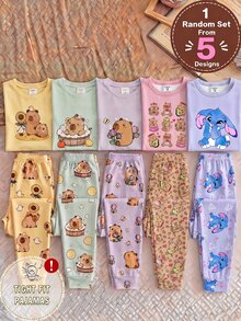 Tween Girl Round Neck Pullover Long Sleeve Pants Knit Fabric Comfortable Soft High Elasticity Slim Fit 2pcs Set Loungewear - Multicolor - View 4