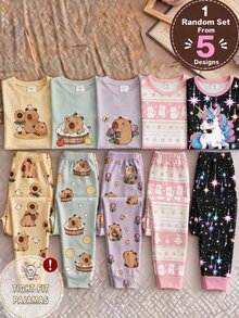 Tween Girl Round Neck Pullover Long Sleeve Pants Knit Fabric Comfortable Soft High Elasticity Slim Fit 2pcs Set Loungewear - Multicolor - View 7