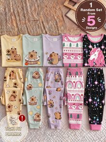 Tween Girl Round Neck Pullover Long Sleeve Pants Knit Fabric Comfortable Soft High Elasticity Slim Fit 2pcs Set Loungewear - Multicolor - View 6