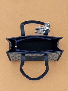 Travachic 2026新款大容量圍巾托特包，時尚帆布通勤肩背包 - 藍色 - 查看 4