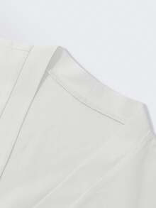 INAWLY 2pcs Women Casual Solid Color Shirt And Pants Set, Autumn - White - View 6