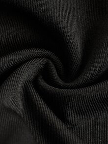 Sweetina Textured Mesh Drawstring Waist Layered Peplum Style Ruffle Hem Mini Skirt - Black - View 4