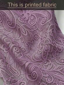 SHEIN Raffinéa [Printed Design] Women's Lace Printed Off-Shoulder Fitted Fashion Elegant Sexy Short Dress Party Purple Summer - Purple - View 7