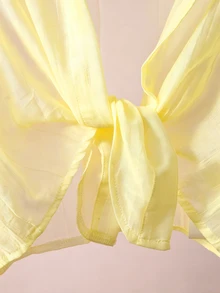 SHEIN Irls' White Collared Drop-Shoulder 3/4 Sleeve Shirt Preppy Style Versatile For School Casual Spring Summer, Fall, Fall Tops - Yellow - View 6