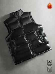 Major Grit 男士無袖冬季填充背心外套，禮品 - 黑色 - 查看 1