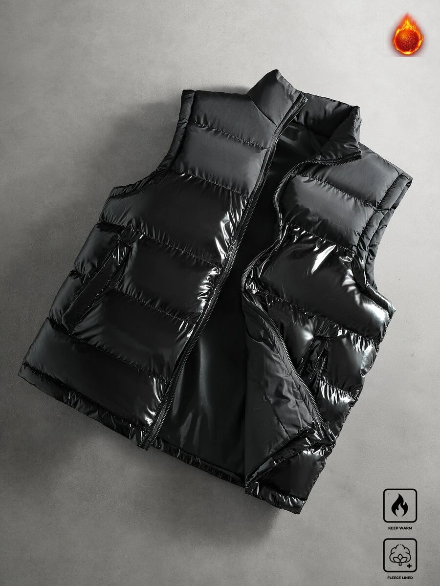 Major Grit Rompi Musim Dingin Tanpa Lengan Pria, Mantel Berbantalan, Hadiah - Hitam - View 1
