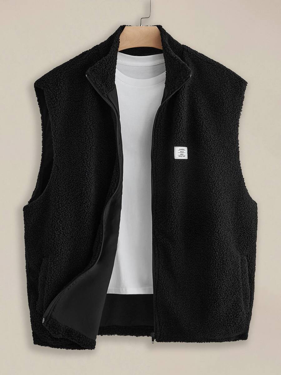 EASEVO Men's Plus Size Black High Neck Fleece Vest Halloween Winter Party Autumn - Black - View 1
