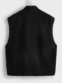EASEVO Men's Plus Size Black High Neck Fleece Vest Halloween Winter Party Autumn  - Black - View 7