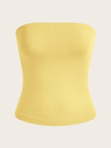 Sweetina Solid Tube Top - Yellow - View 2