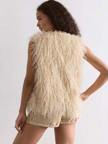 Bohemela Women's Solid Color Plush Fashion Versatile Vest Jacket - Apricot - View 2