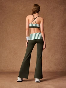 VARSIVA Women's Striped Cropped Camisole And Flare Pants Sports Set - Multicolor - View 9