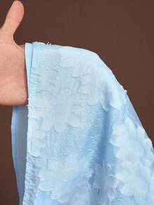 Veslaya 2025 Spring & Summer New Beach Resort Casual Blue Laser Cut Fabric Slim Waist Short Cake Skirt Dress For Plus Size Women - Blue - View 10