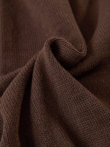 SHEIN Women's Ruffle Trim Knit Cardigan & Wide Leg Drawstring Pants Matching Lounge Set - Brown - View 8