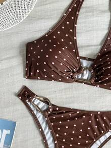 Swim Basics 女士热带波点印花比基尼两件套，休闲度假 - 彩色 - 查看 6