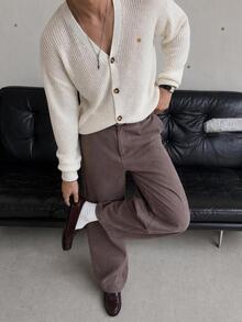 Mainfolk Men's Solid Color Casual Versatile Daily Travel Bib Halloween Winter Party Autumn - Beige - View 9