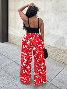 Veslaya 2件套大码女式休闲花卉印花套装，适合夏季 - 彩色 - 查看 2