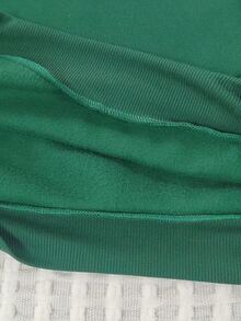 Genkimix Kids Girls Cute Bow Embroidery Quarter Zip Sweatshirt, Contrast Striped Long Sleeve Emerald Green Preppy Autumn Sweatshirt - Dark Green - View 8