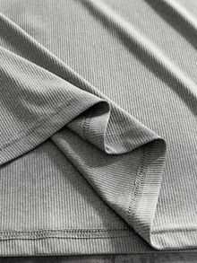 SIGLOCORE Men's Casual Versatile Slim Fit Charming Handsome Grey Ribbed Design Long Sleeve T-Shirt - Grey - View 7