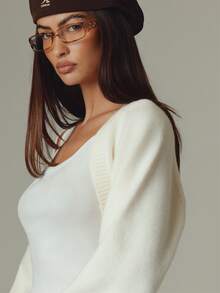 MUSERA Ribbed Long Sleeve Cardigan Fall Autumn Winter Casual Outfits Oatmilk Society Everyday Christmas Cute Coolgirl - Apricot - View 5