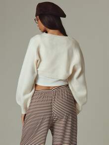 MUSERA Ribbed Long Sleeve Cardigan Fall Autumn Winter Casual Outfits Oatmilk Society Everyday Christmas Cute Coolgirl - Apricot - View 6