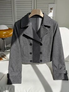 Elamini 2026 New Women's Autumn/Winter Casual Cute Playful Jacket – Perfect For Commuting, Office Wear, And Preppy Style; Slim-Fitting And Flattering - Grey - View 7