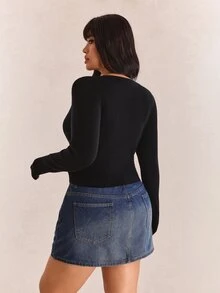 CovetEZ Plus Size Lightweight Knit Air Conditioning Cardigan With Fine Needles, For Autumn Date Night Black Sexy Winter - Black - View 2