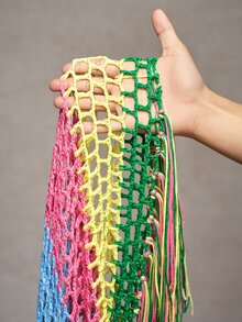 Veslaya Plus Size Women Colorful Hollow Out Tassel Slip Dress, Suitable For Beach Vacation - Multicolor - View 7