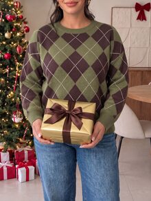 SHEIN Frenchy Sweater Pullover Kasual Nyaman Longgar dengan Desain Leher Bulat dan Rumbai di Samping untuk Wanita Ukuran Plus, Cocok untuk Acara Homecoming atau Pergi Keluar di Musim Gugur/Dingin - MultiWarna - View 5