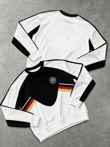Manfinity Campus Court Aesthetic Post--Soccer Inspired Graphic Design Men's Pullover Pullover Sweatshirt, Gift For Men - Multicolor - View 3