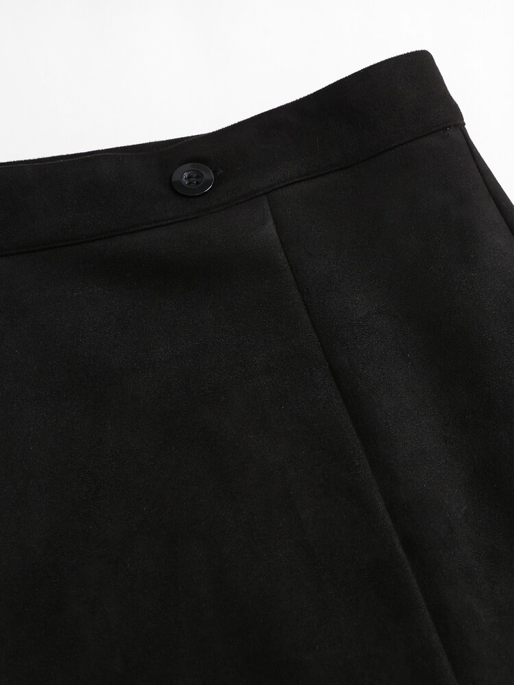 Elamini Women's Spring/Summer Black Asymmetrical Hollow Lace Patchwork Blazer Skirt, Slimming Mid-Length - Black - View 5