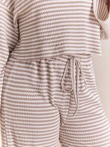 CovetEZ Plus Size Women's Early Autumn Long Sleeve White Crew Neck T-Shirt Wide Leg Loose Casual Traditional Western Two Pieces Set Formal Lounge Vacation - Multicolor - View 5
