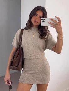 Siren Gaze Autumn New Apricot All-Match Versatile Knit Dress For Women - Apricot - View 7