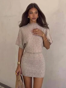 Siren Gaze Autumn New Apricot All-Match Versatile Knit Dress For Women - Apricot - View 1