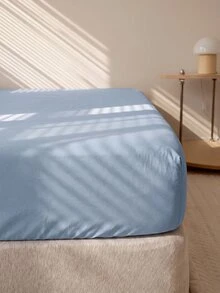 HONEYMOON 1pc Solid Color Soft Fitted Sheet 100% Polyester Fabric Lightweight Cloud-Like Touch Bedding Mattress Cover, Elastic Band Around, Suitable For 9-12 Inch Depth Mattress, Soft Breathable Machine Washable, Shrink-Resistant, Colorfast, All-Season Use, Different Sizes Suitable For Home And Dorm, Back To School Dorm Essential, Light Blue - Dusty Blue - View 11
