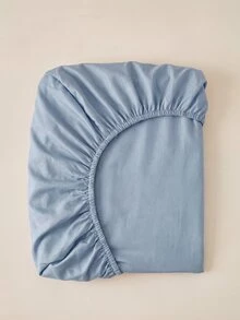 HONEYMOON 1pc Solid Color Soft Fitted Sheet 100% Polyester Fabric Lightweight Cloud-Like Touch Bedding Mattress Cover, Elastic Band Around, Suitable For 9-12 Inch Depth Mattress, Soft Breathable Machine Washable, Shrink-Resistant, Colorfast, All-Season Use, Different Sizes Suitable For Home And Dorm, Back To School Dorm Essential, Light Blue - Dusty Blue - View 5