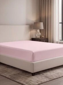 HONEYMOON 1pc Soft Comfortable Solid Color Fitted Sheet, Bed Cover Protector, Lightweight Breathable, 9.84 Inch/25cm Deep Pocket, Machine Washable, Fits All Bed Sizes, Suitable For Dorms And Guest Rooms (Pillowcases Not Included), Back To School Dorm Essentials, Bedding, Light Pink - Baby Pink - View 7