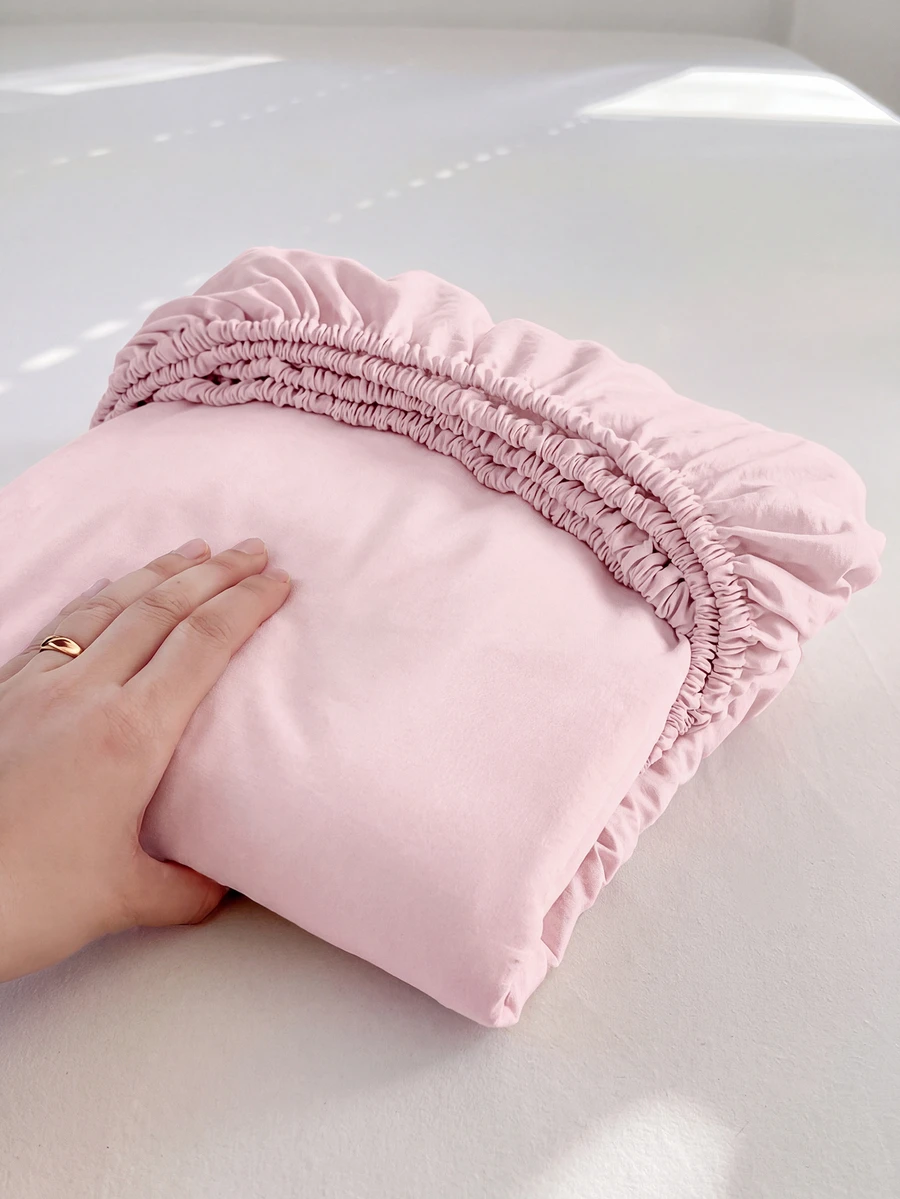 HONEYMOON 1pc Soft Comfortable Solid Color Fitted Sheet, Bed Cover Protector, Lightweight Breathable, 9.84 Inch/25cm Deep Pocket, Machine Washable, Fits All Bed Sizes, Suitable For Dorms And Guest Rooms (Pillowcases Not Included), Back To School Dorm Essentials, Bedding, Light Pink - Baby Pink - View 1
